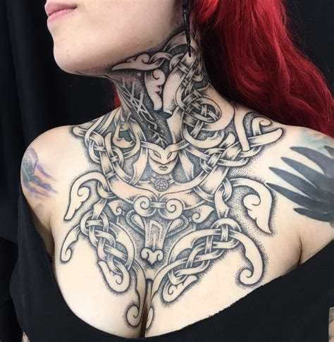 Viking throat tattoo